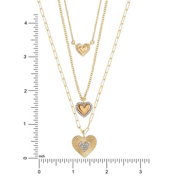 Jessica Simpson Fashion Gold Metal Layer Heart Necklace - Picture 4 of 5